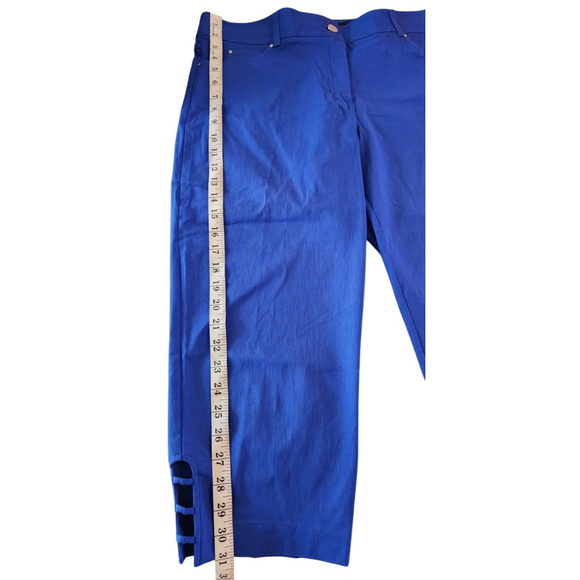 Verve Blues Capri Stretch Elastic Waist Pants Leg Cut-outs Blue Women's 16 - Picture 10 of 12